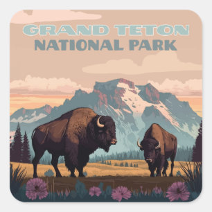 Grand Teton National Park Jackson Wyoming Mountain Vierkante Sticker