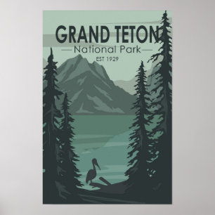 Grand Teton National Park Kraan Antiek Poster
