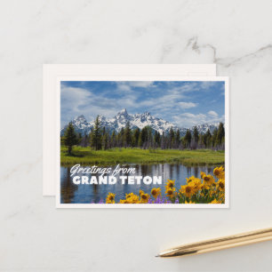 Grand Teton National Park Lente Bloem Reflectie Briefkaart