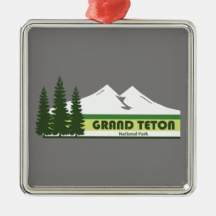 Grand Teton National Park met groene strepen Metalen Ornament