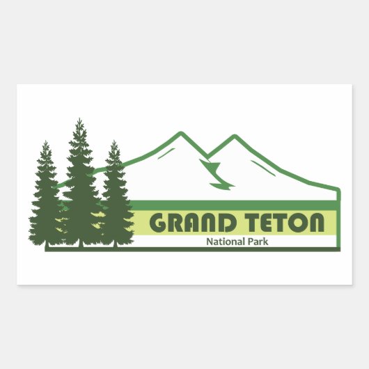 Grand Teton National Park met groene strepen Rechthoekige Sticker (Voorkant)