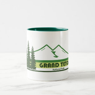 Grand Teton National Park met groene strepen Tweekleurige Koffiemok