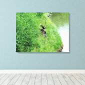 Grand Teton National Park, met struiken. Canvas Afdruk (Insitu (Houten vloer))