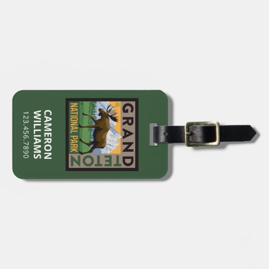 Grand Teton National Park Moose Bagagelabel (Voorkant horizontaal)