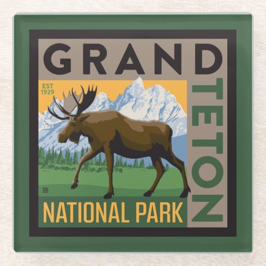 Grand Teton National Park Moose Glazen Onderzetter (Voorkant)