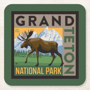 Grand Teton National Park Moose Kartonnen Onderzetters