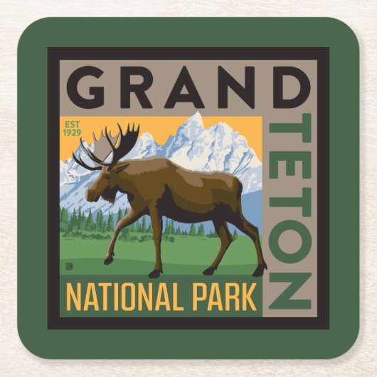 Grand Teton National Park Moose Kartonnen Onderzetters (Voorkant)