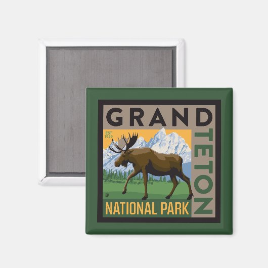 Grand Teton National Park Moose Magneet (Voorkant / Achterkant)