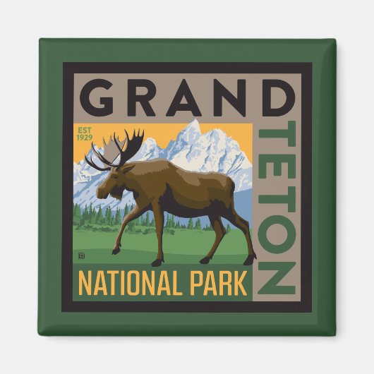 Grand Teton National Park Moose Magneet (Voorkant)