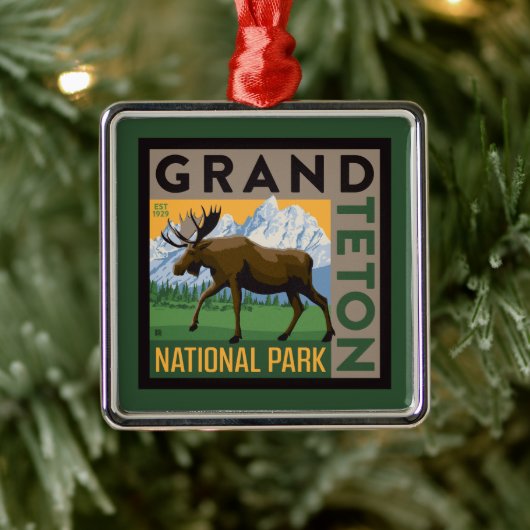 Grand Teton National Park Moose Metalen Ornament (Boom)