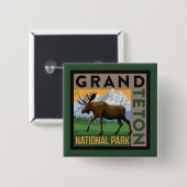 Grand Teton National Park Moose Vierkante Button 5,1 Cm (Voorkant /achterkant)