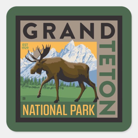 Grand Teton National Park Moose Vierkante Sticker (Voorkant)