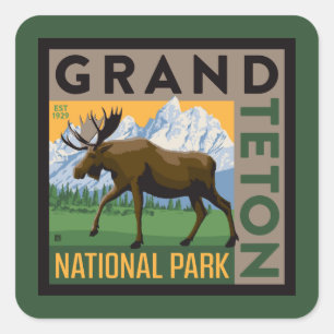Grand Teton National Park Moose Vierkante Sticker