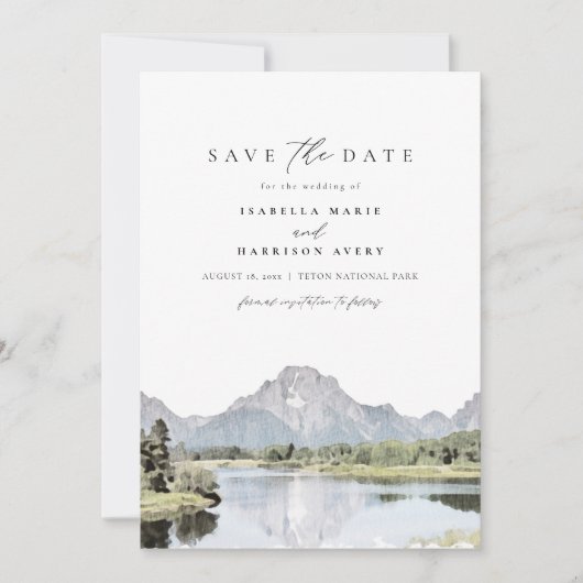 GRAND TETON National Park Mountain Save the Date Kaart (Voorkant)
