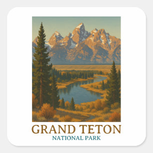  Grand Teton National Park reizen Vierkante Sticker