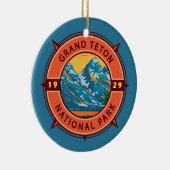 Grand Teton National Park Retro Compass Embleem Keramisch Ornament (Rechts)