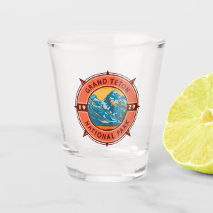 Grand Teton National Park Retro Compass Embleem Shot Glas
