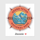Grand Teton National Park Retro Compass Embleem Sticker (Vel)