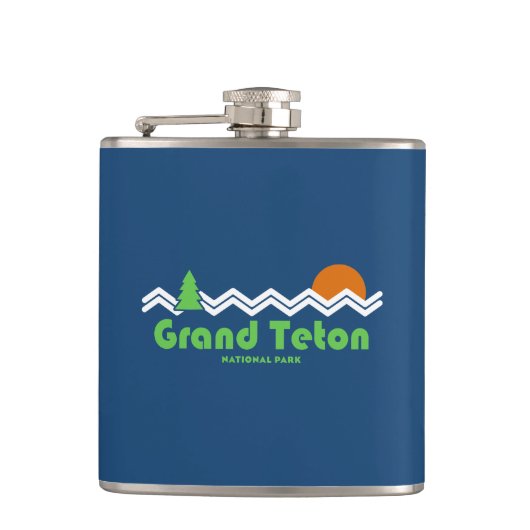 Grand Teton National Park Retro Heupfles (Voorkant)