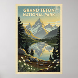 Grand Teton National Park Retro Poster