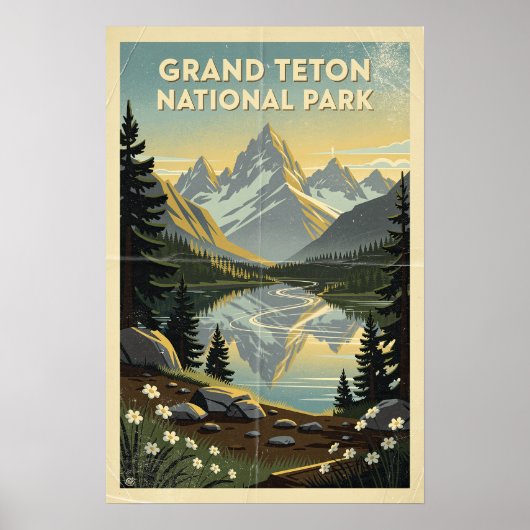 Grand Teton National Park Retro Poster (Voorkant)