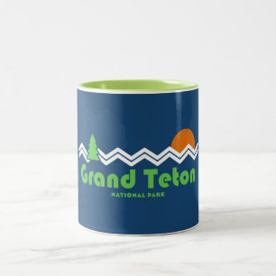 Grand Teton National Park Retro Tweekleurige Koffiemok