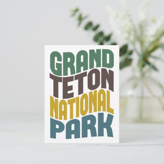 Grand Teton National Park Retro Wave Briefkaart (Staand voorkant)