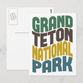 Grand Teton National Park Retro Wave Briefkaart (Voorkant / Achterkant)