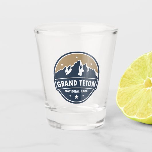Grand Teton National Park Ronde embleem Shot Glas (Voorkant)