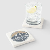 Grand Teton National Park Ronde embleem Stenen Onderzetter (Zijkant)