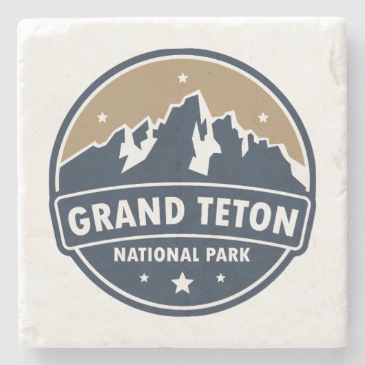 Grand Teton National Park Ronde embleem Stenen Onderzetter (Voorkant)