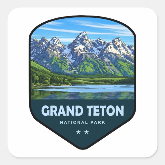 Grand Teton National Park Schild Vierkante Sticker (Voorkant)