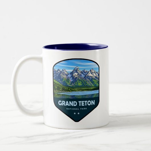 Grand Teton National Park Shield Tweekleurige Koffiemok (Links)