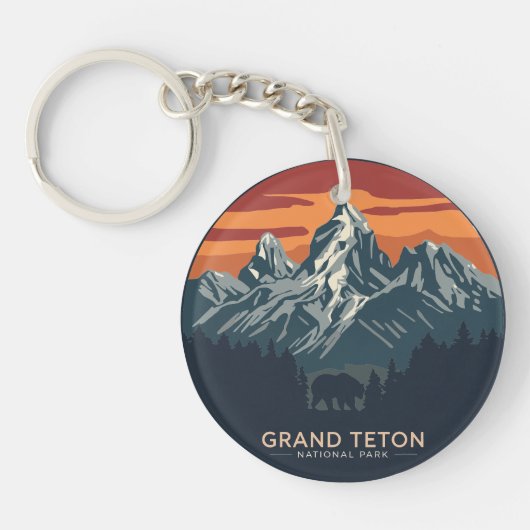Grand Teton National Park Sunset Sleutelhanger (Voorkant)