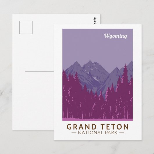 Grand Teton National Park Teton Range Reiskunst Briefkaart (Voorkant / Achterkant)