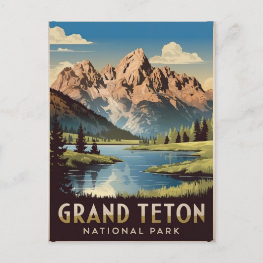Grand Teton National Park Vintage Briefkaart (Voorkant)