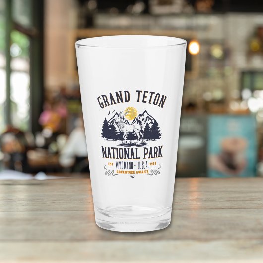 Grand Teton National Park Vintage Landscape Glas