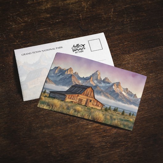 Grand Teton National Park Watercolor Postcard Kaart