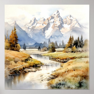 Grand Teton National Park Waterverf Poster