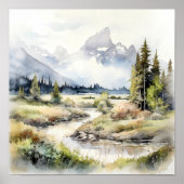 Grand Teton National Park Waterverf Poster (Voorkant)