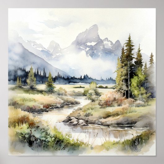 Grand Teton National Park Waterverf Poster (Voorkant)