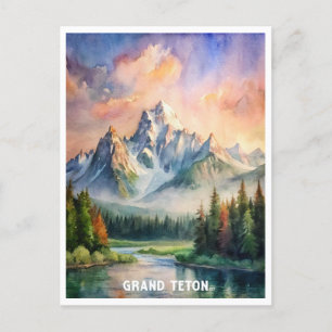 Grand Teton National Park Waterverf Schilderij Briefkaart