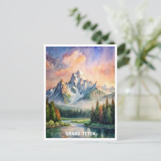 Grand Teton National Park Waterverf Schilderij Briefkaart (Staand voorkant)