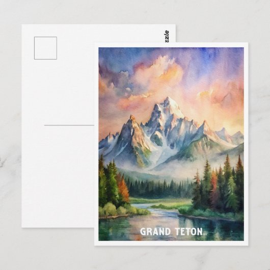 Grand Teton National Park Waterverf Schilderij Briefkaart (Voorkant / Achterkant)