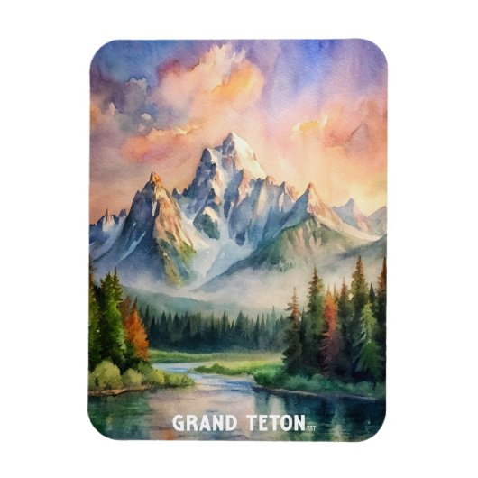 Grand Teton National Park Waterverf Schilderij Magneet (Verticaal)