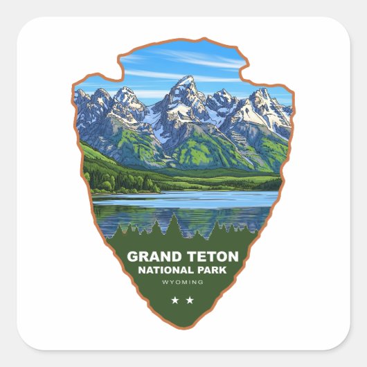 Grand Teton National Park Wyoming Arrowhead Vierkante Sticker (Voorkant)