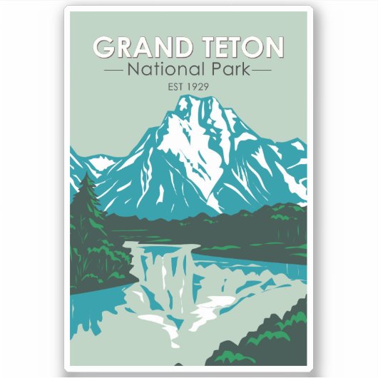 Grand Teton National Park Wyoming Jackson Hole Sticker (Voorkant)