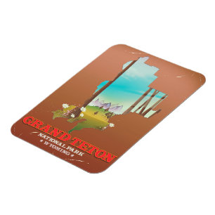 Grand Teton National Park Wyoming Map Magneet