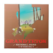 Grand Teton National Park Wyoming Map Tegeltje (Voorkant)
