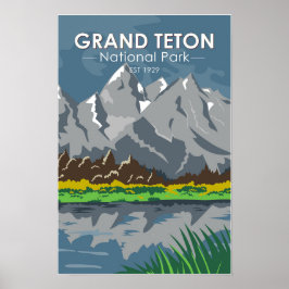 Grand Teton National Park Wyoming Retro Poster